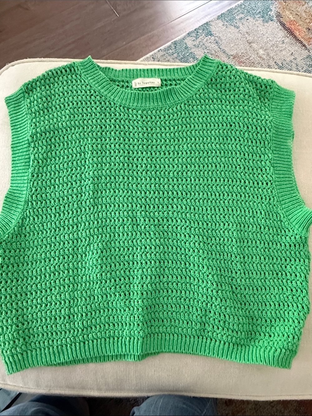 By Together Bright Green Cropped Knit Tank